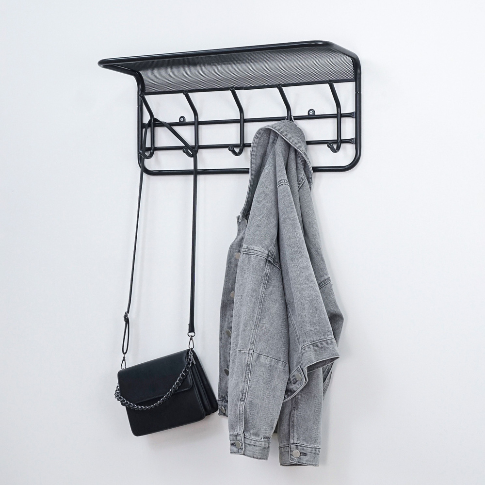 Вешалка настенная ЗМИ Гранада 21 металлическая для хранения одежды в коридор, черная  #1