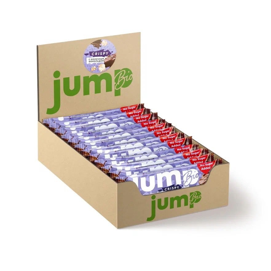 JUMP Батончик глазированный без добавления сахара с молочным шоколадом и воздушным рисом 40 гр х 12 шт #1
