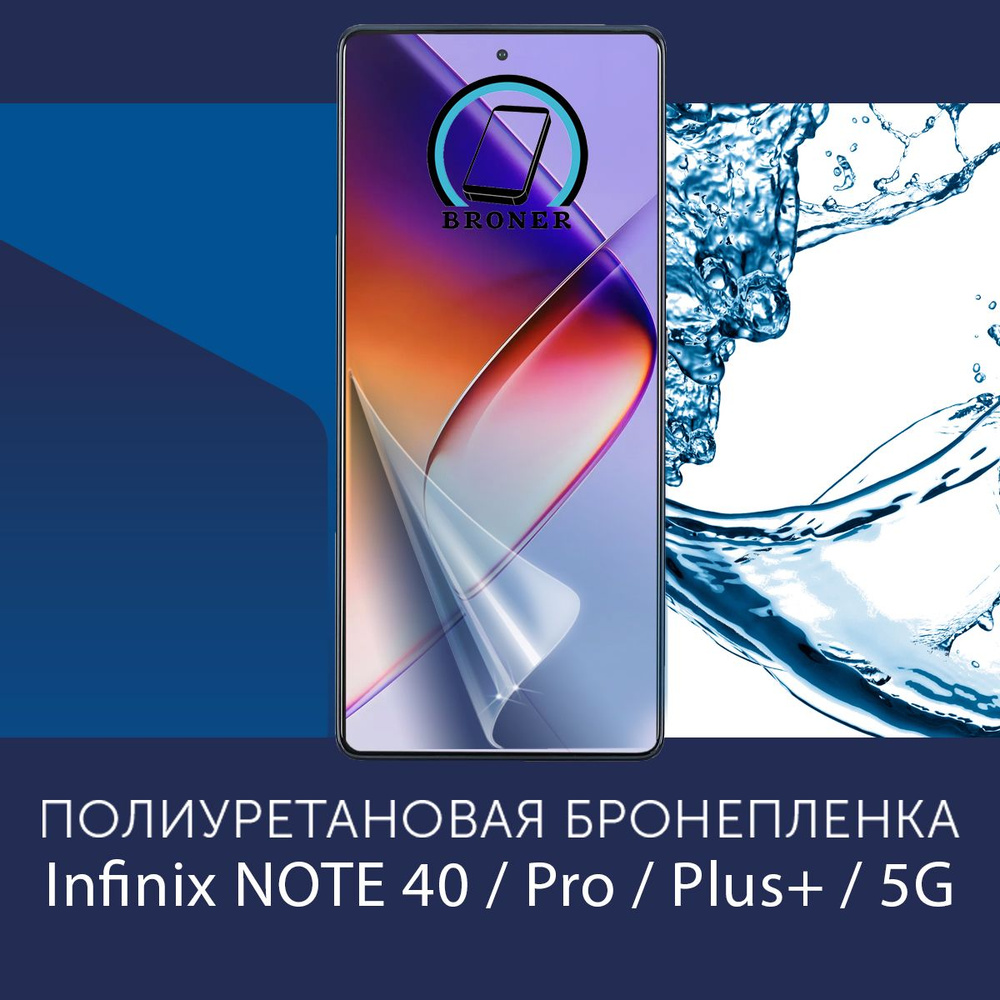 Полиуретановая бронепленка для Infinix NOTE 40 4G / 40 Pro 4G, 5G / 40 Pro Plus 5G / 2 штуки / Защитная #1