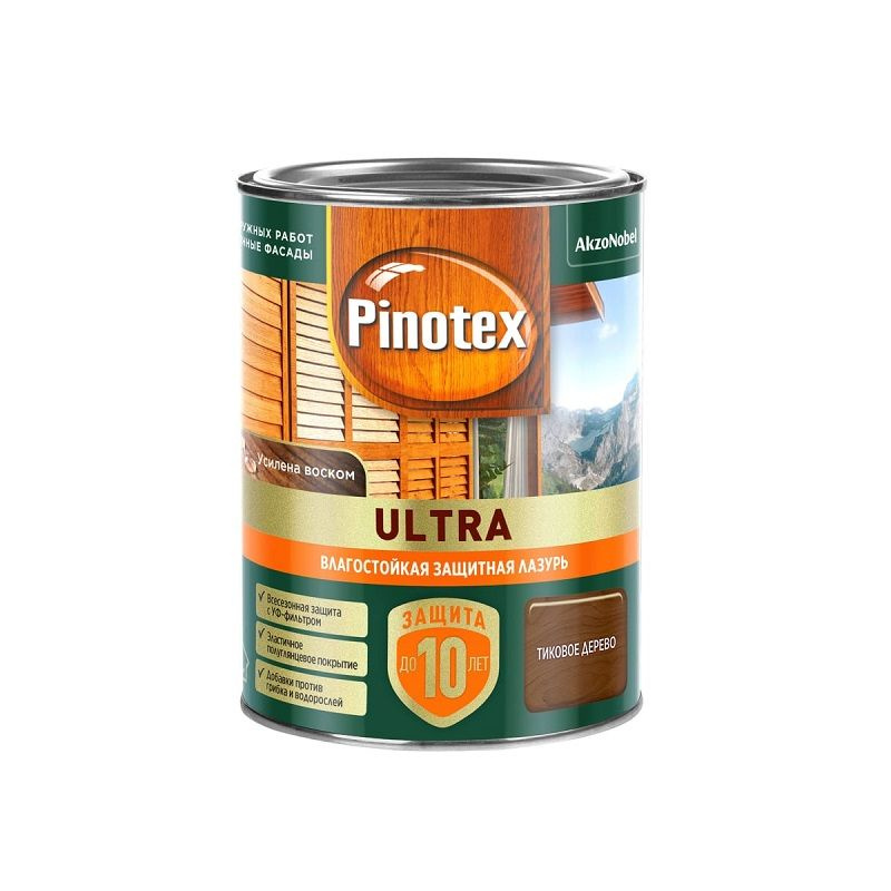 Лазурь PINOTEX ULTRA защитная влагостойкая для древесины тиковое дерево 0,9л  #1