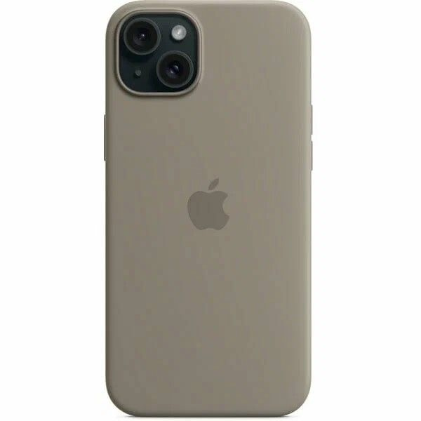 Силиконовый чехол для смартфона Silicone Case на iPhone 15 / Айфон 15 с логотипом, серый  #1