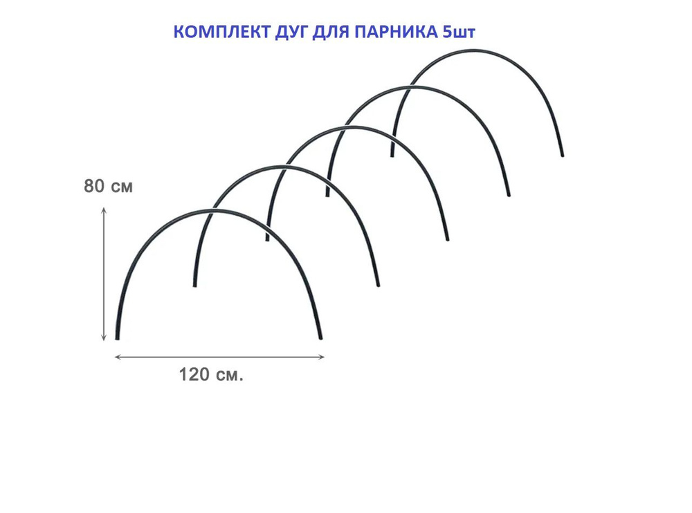 Дуги для парника пластиковые гибкие, 5шт / Комплект дуг для парника (5 штук, пластик, длина 2м, диаметр #1