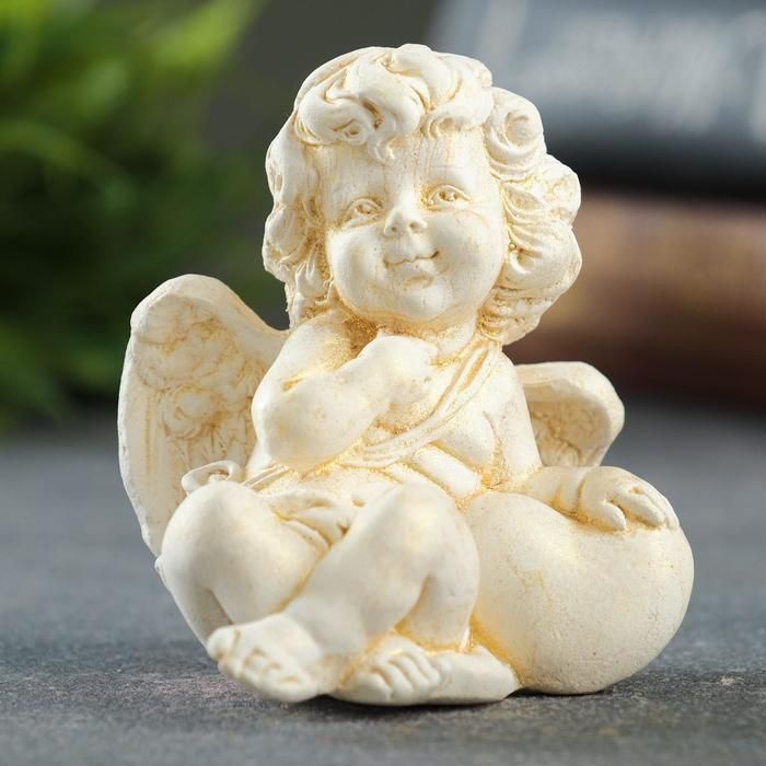 Декоративная фигурка Хорошие сувениры "Ангел держит сердце" бежевая, 6х8х7 см  #1