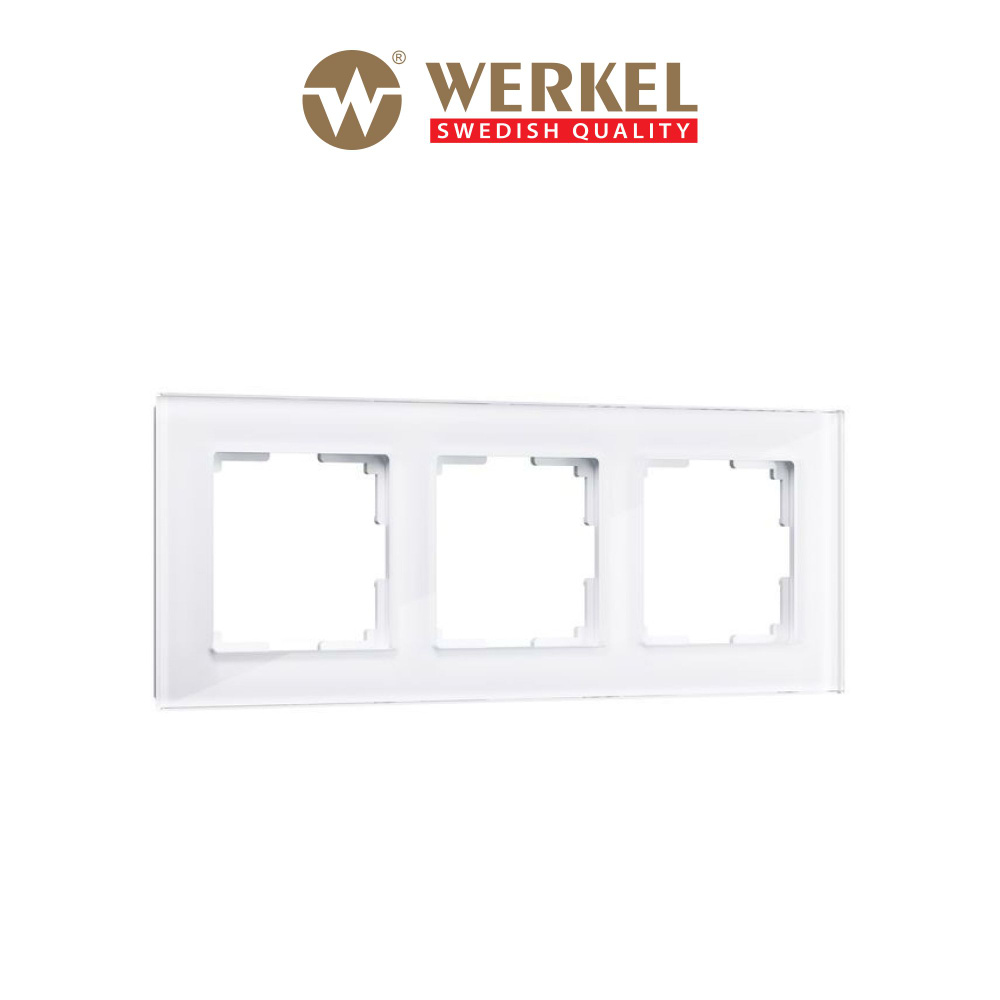 Рамка для выключателей и розеток из стекла на 3 поста Werkel Favorit W0031101 белая  #1