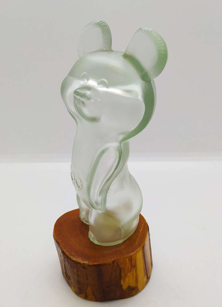 Флакон парфюмерный сувенирный Олимпийский мишка, стекло, дерево, СССР, 1980 г.  #1