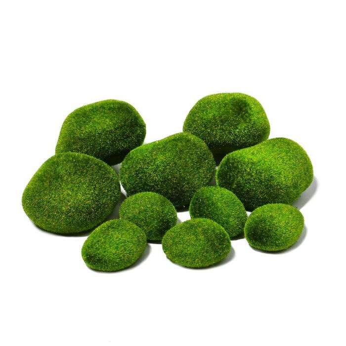 Декоративные элементы Greengo "Камни", искусственный мох, 10 шт  #1