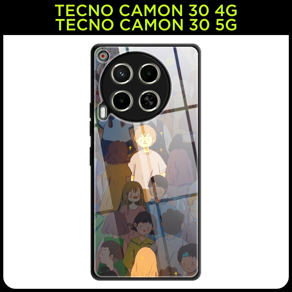 Стеклянный чехол на Tecno Camon 30 4G/Tecno Camon 30 5G / Текно Камон 30 4G/Текно Камон 30 5G с принтом #1