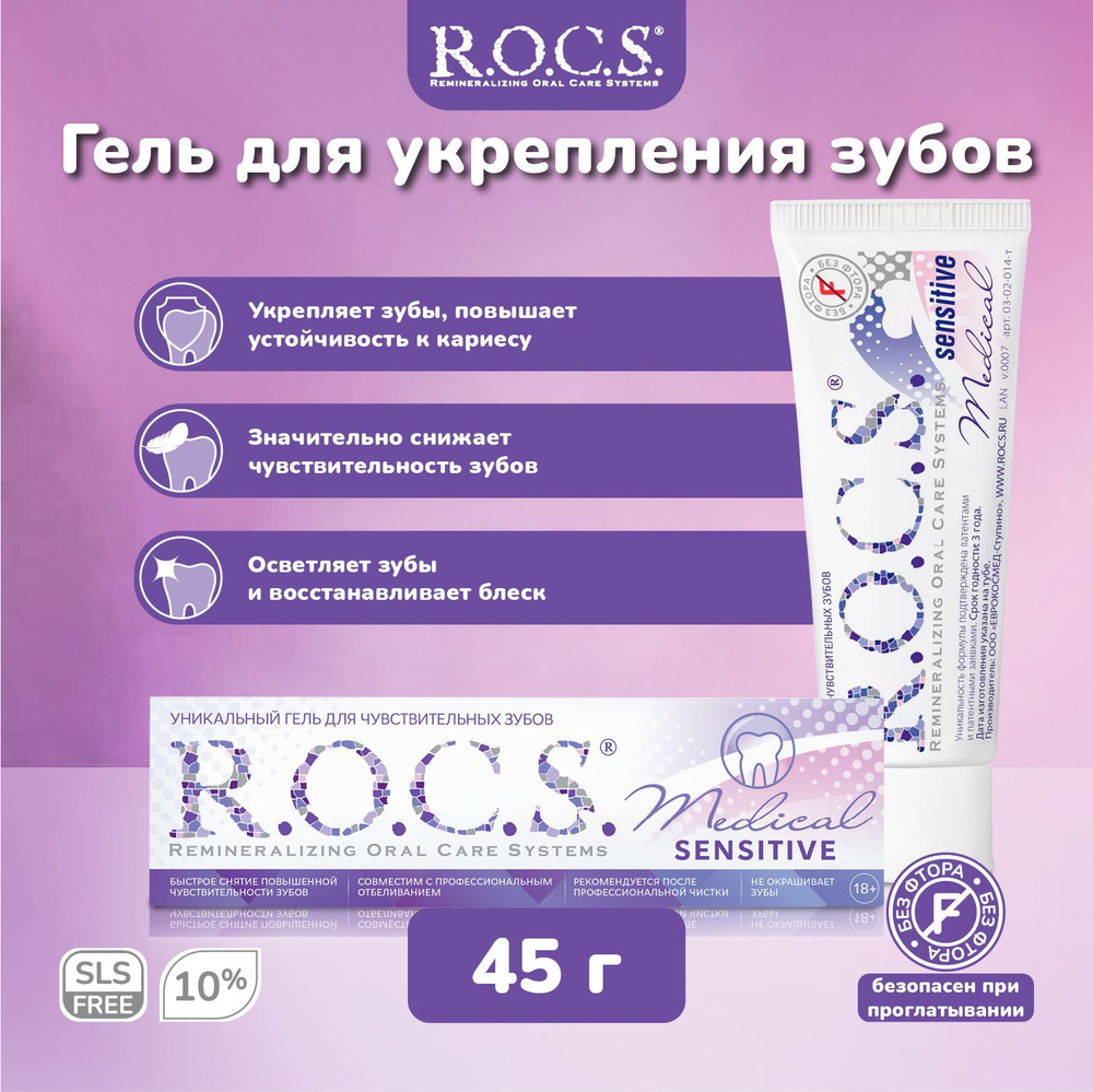 Гель для укрепления чувствительных зубов R.O.C.S Medical Minerals Sensitive  #1