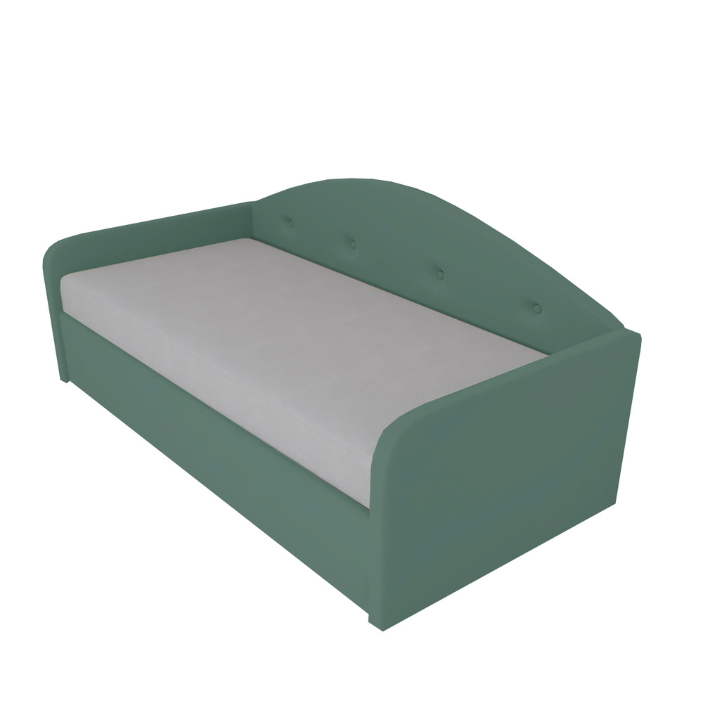 Односпальная кровать Рим 120x200 с подъемным механизмом и с коробом для белья велюр зеленый  #1