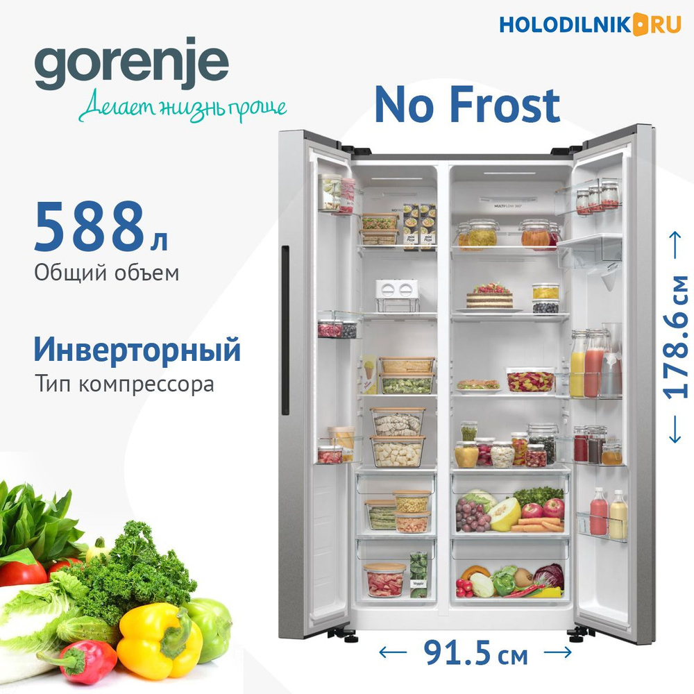 Холодильник Side by Side Gorenje NRR9185EAXLWD #1