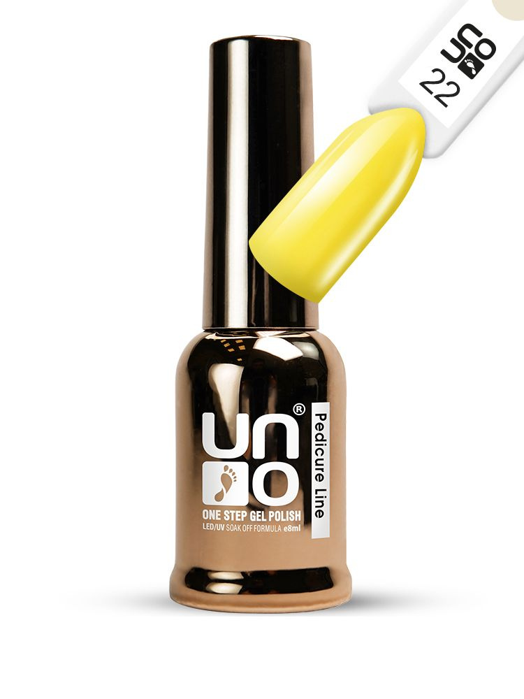 UNO, Однофазный гель лак ONE STEP PEDICURE LINE №22 желтый, 8 мл #1