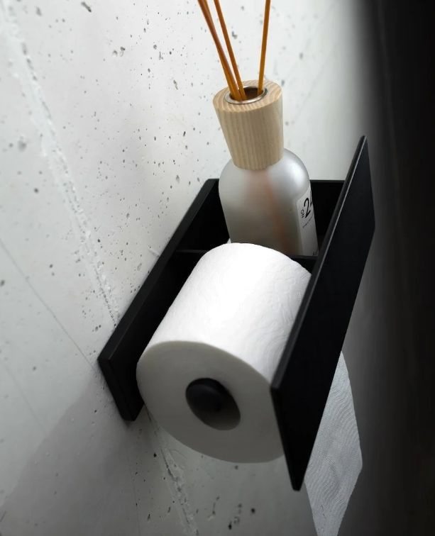Металлическая полка для ванной комнаты с держателем для туалетной бумаги Berillo rubino правая, навесная, #1