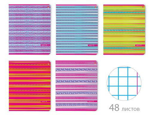 Тетрадь общая в клетку 48 листов "FRESH НАСТРОЕНИЕ" 10 штук, 5 дизайнов в блоке  #1