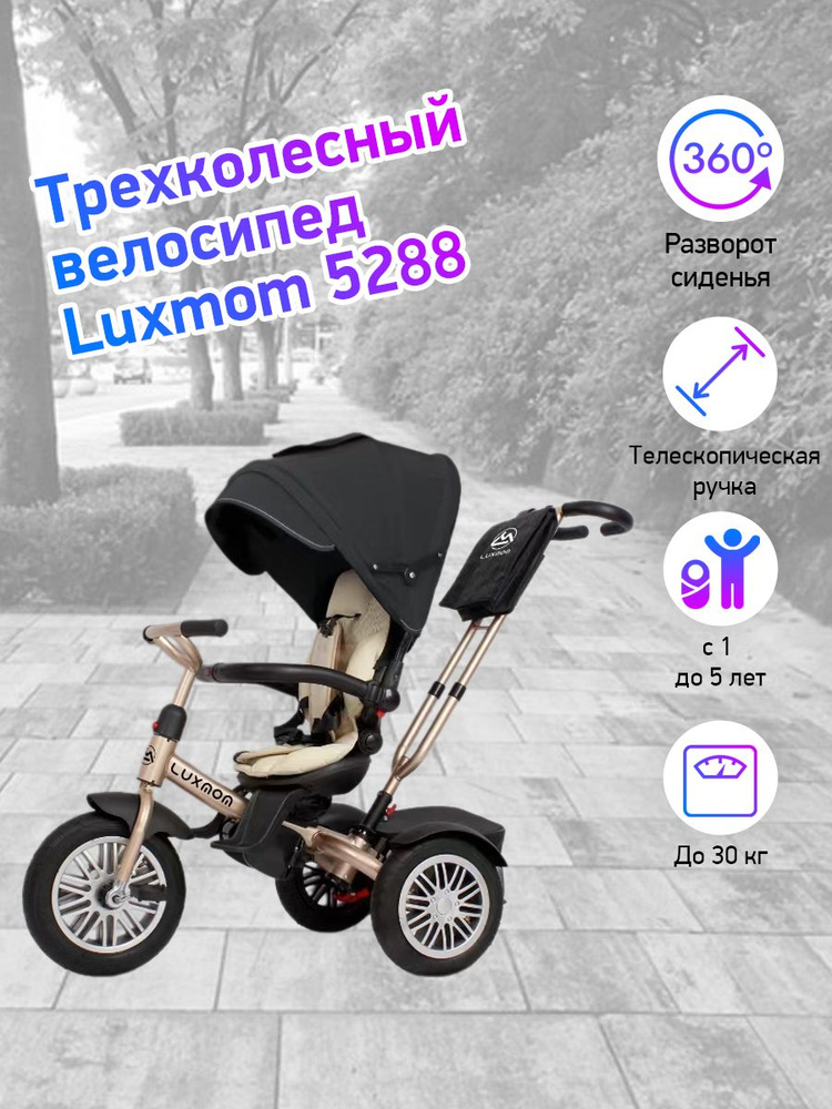 Велосипед 3-колесный LUXMOM 5288 черный #1