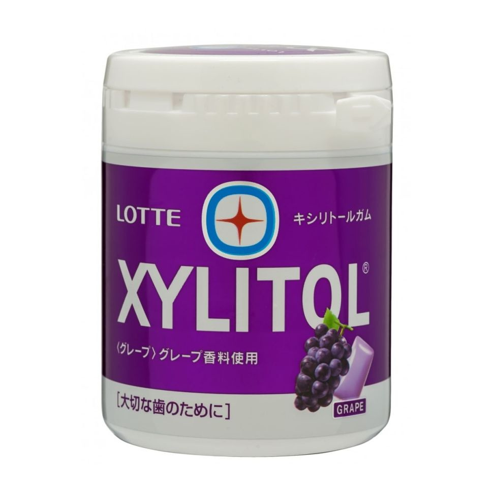 LOTTE Жевательная резинка без сахара с ксилитолом сочный виноград Xylitol Gum Grape Bottle, 143 г  #1