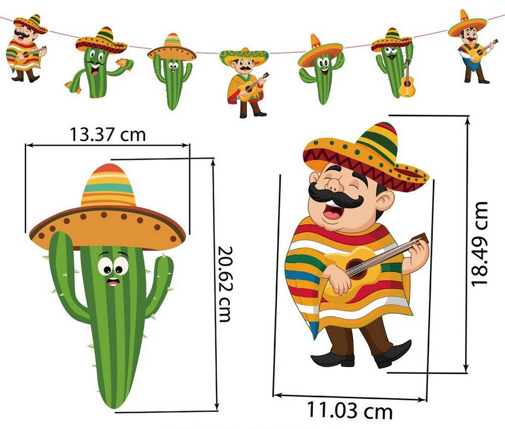 Гирлянда декор Мексиканец-кактус 150 см #1