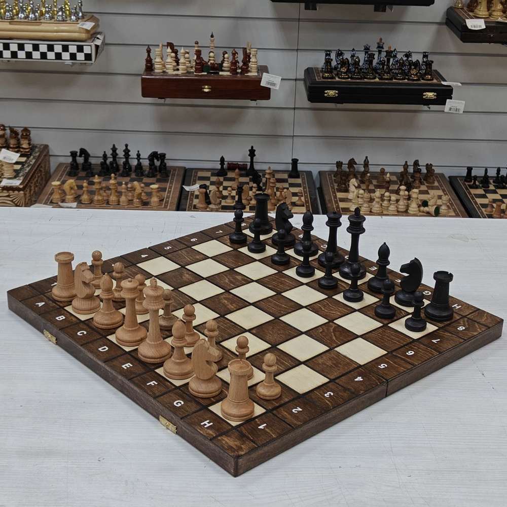 Шахматы шашки деревянные турнирные большие #1