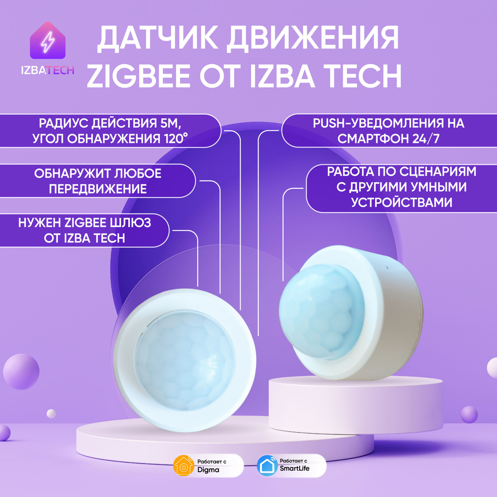 Умный беспроводной датчик движения Tuya Zigbee для умного выключателя / розетки / лампочки для Алисы #1