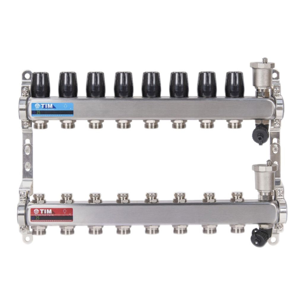 Коллекторная группа из нержавеющей стали 8 контура для радиаторов, тёплого пола, TIM KBS5008  #1