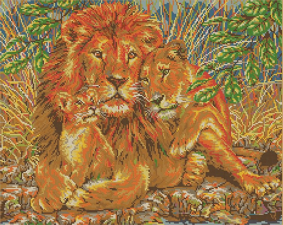 "Львы", 48х38 см, набор для вышивания чешским бисером #1