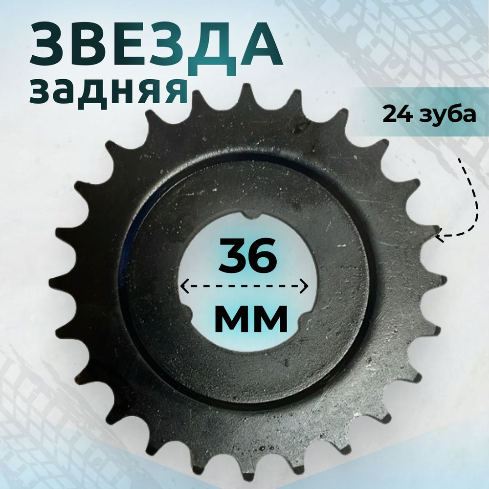 Звезда задняя 24 зуба для 1 скоростной трансмиссии, для советской втулки, диаметр отверстия 36 мм  #1