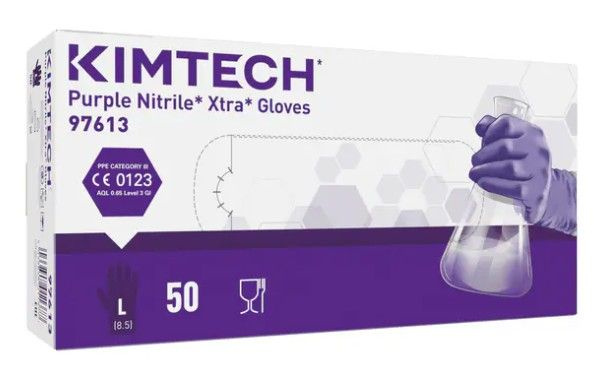 Перчатки нитриловые удлиненные 30 см Kimtech Purple Nitrile Xtra Gloves, цвет: фиолетовый, размер L, #1