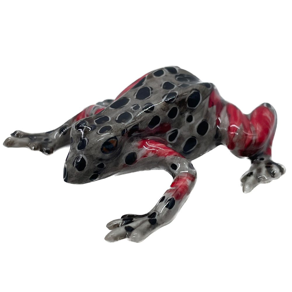 Статуэтка Лягушка 5 см серая с красным фарфор фигурка лягушки  #1