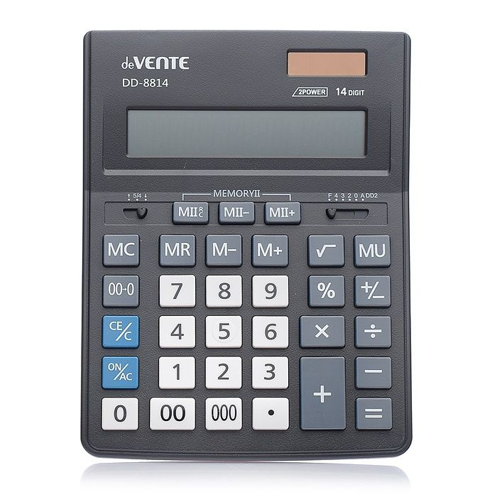 Калькулятор настольный deVENTE DD-8814, 155x205x35 мм, 14 разрядный, двойное питание (4031306)  #1