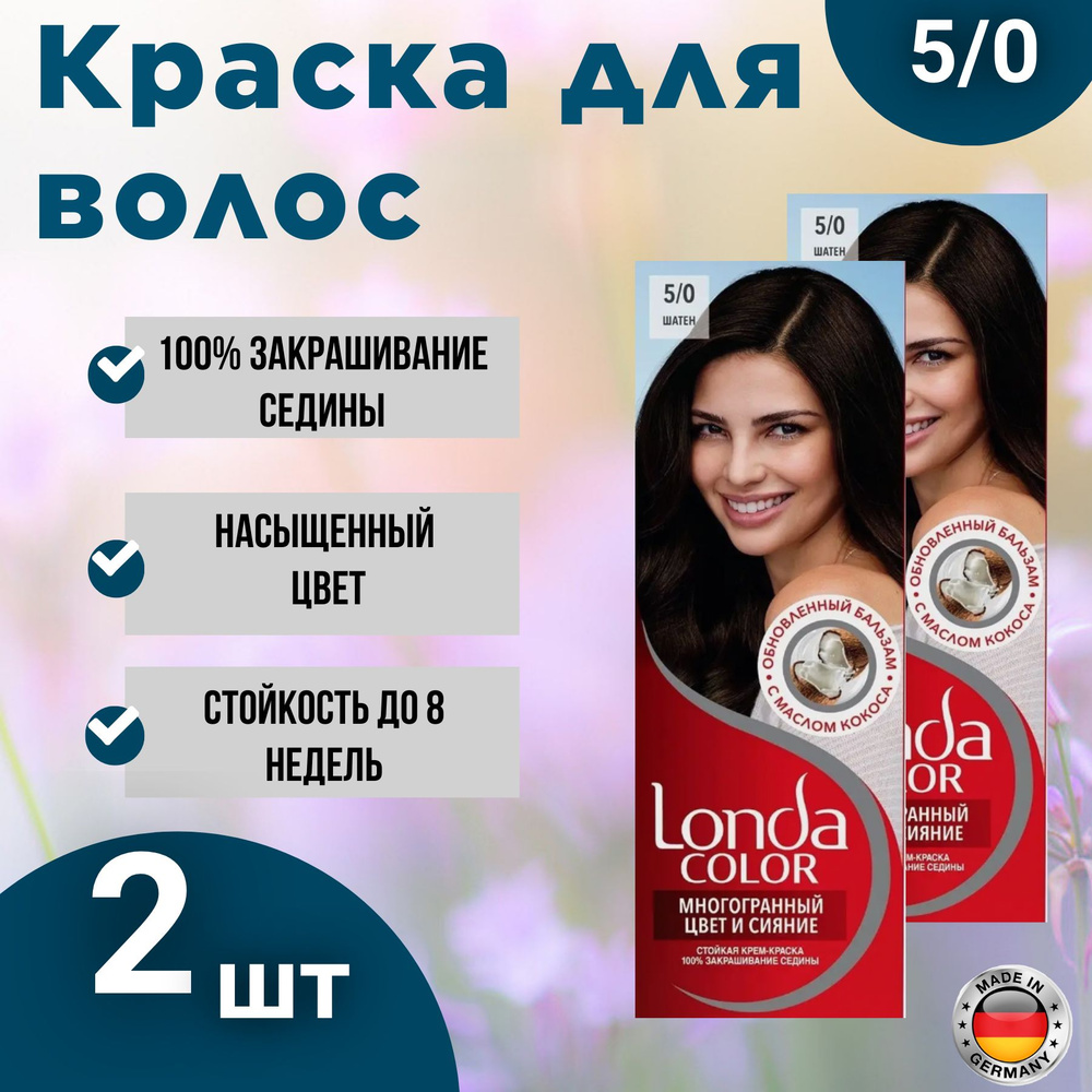 Краска для волос Londa Color 5/0 Средне коричневый 2 шт. Лонда #1