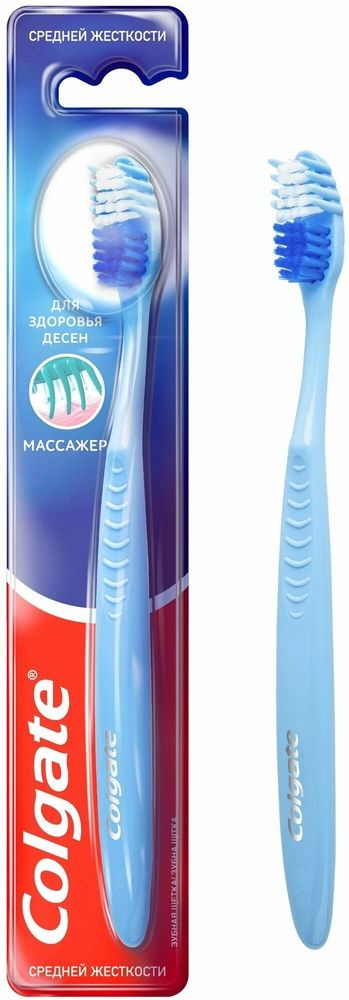 Зубная щетка COLGATE массажер, Средней жесткости (Голубой) #1