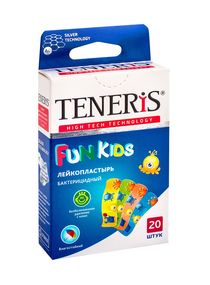 Бактерицидный пластырь детский с ионами серебра прозрачный Teneris FUN KIDS Тенерис фан кидс 5,6х1,9 #1