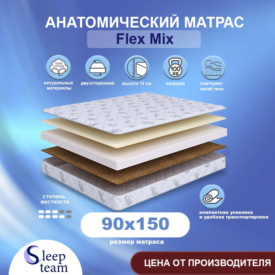 Sleepteam Матрас Flex Mix, Беспружинный, 90х150 см #1