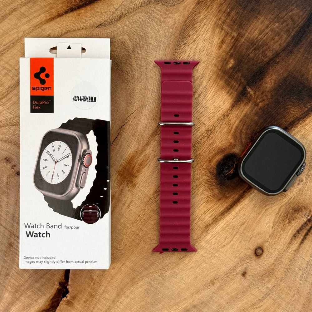 Ремешок силиконовый Spigen Lite / для часов Apple Watch Ultra 42/44/45/49mm / Бордовый  #1