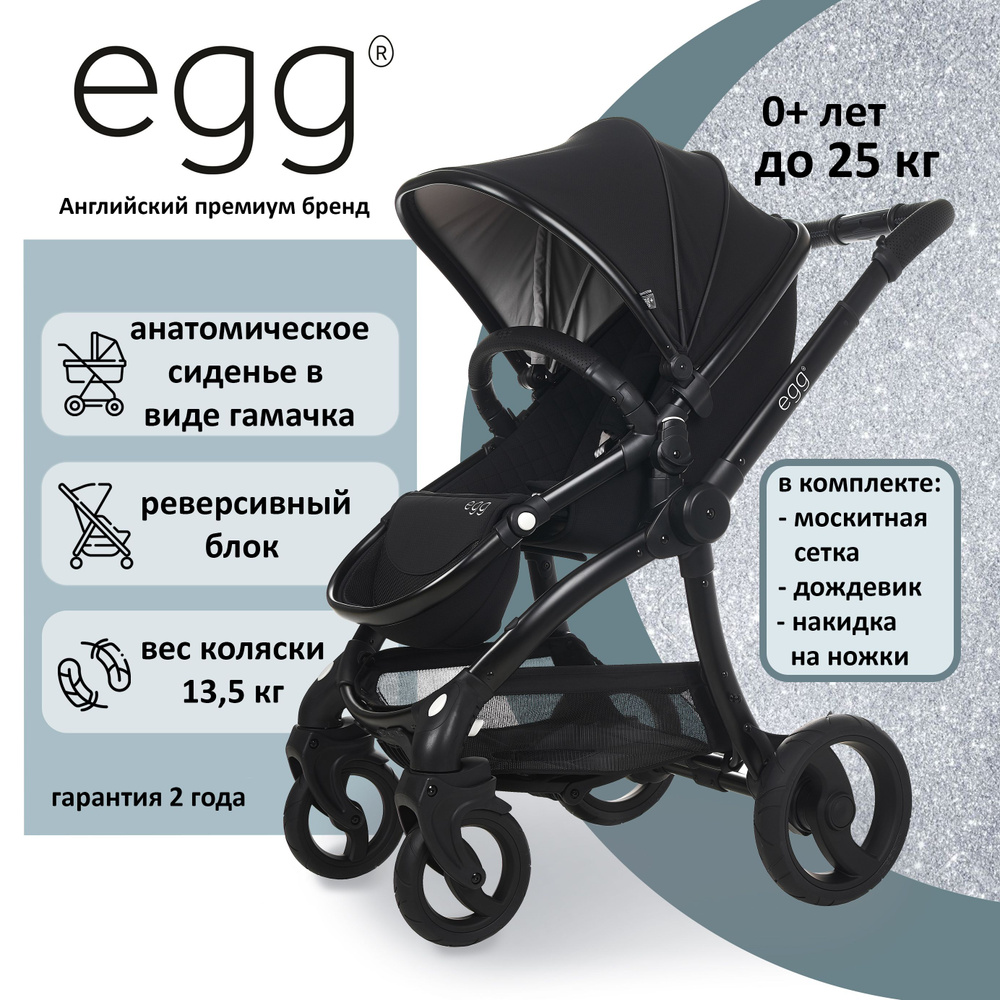 Коляска прогулочная Egg Premium Just Black & Matt Black Chassis #1