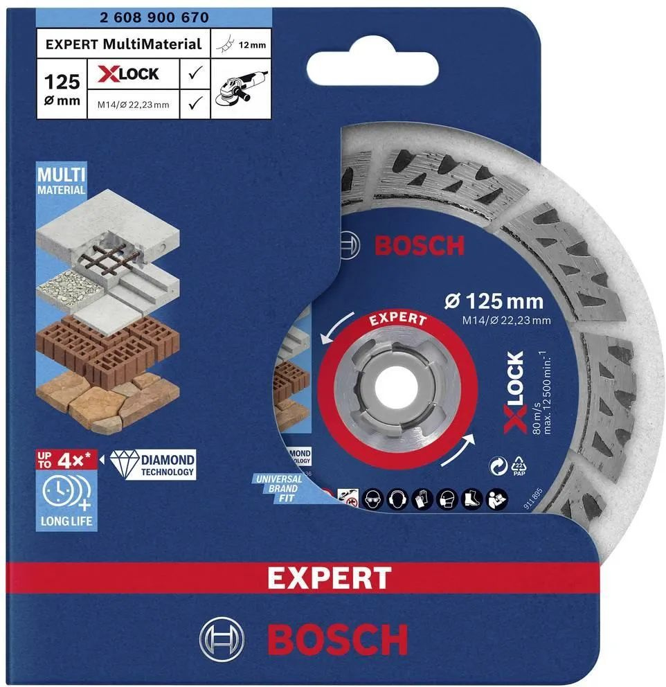 Алмазный отрезной диск Bosch EXPERT MultiMaterial X-LOCK 2608900670 #1