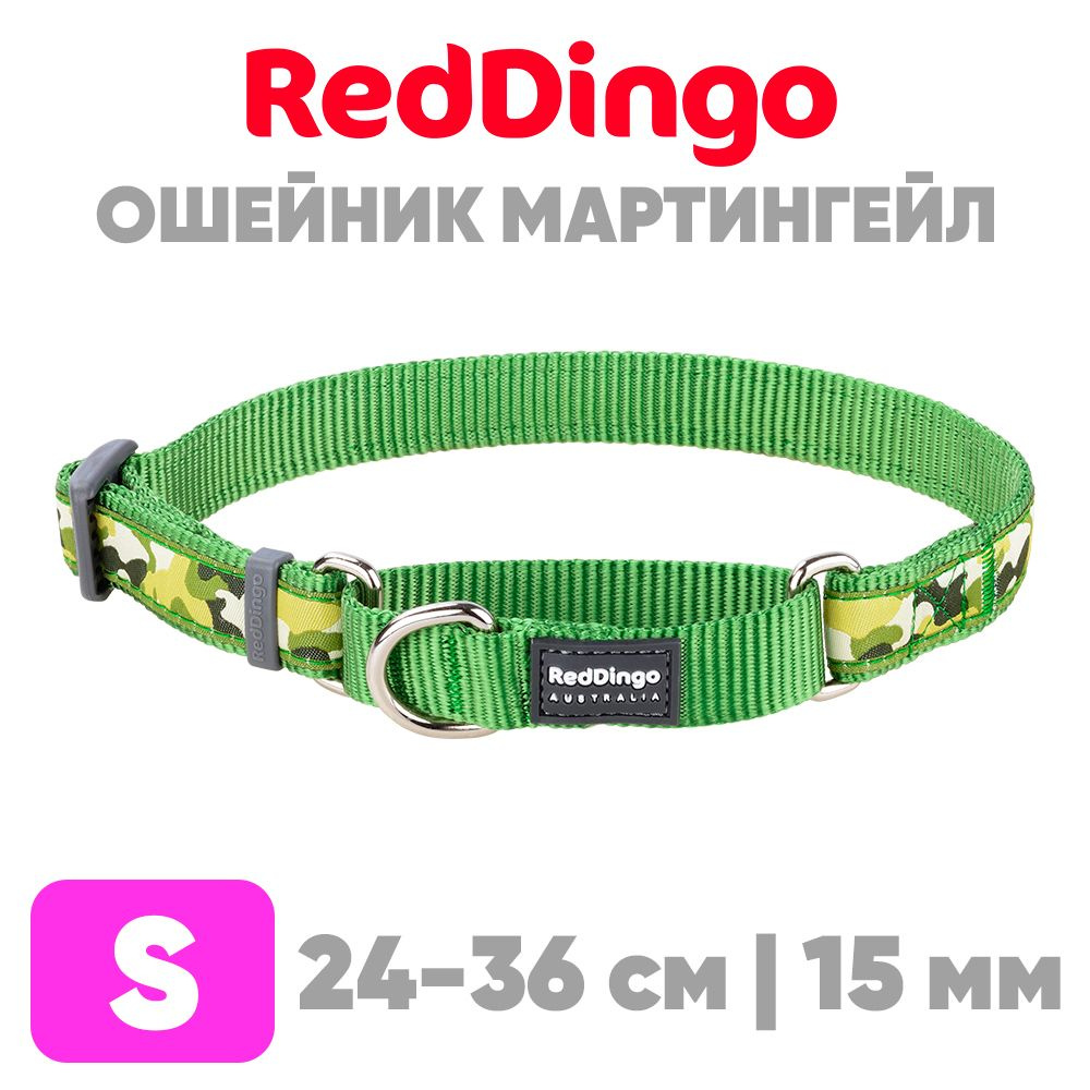 Ошейник мартингейл (полуудавка) для мелких и средних пород собак Red Dingo зеленый  #1