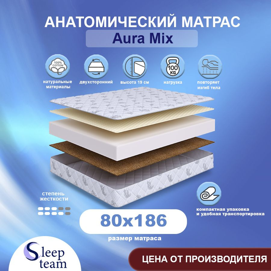 Sleepteam Матрас Aura Mix, Беспружинный, 80х186 см #1