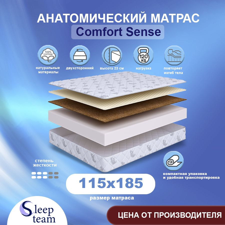 Sleepteam Матрас Comfort Sense, Беспружинный, 115х185 см #1