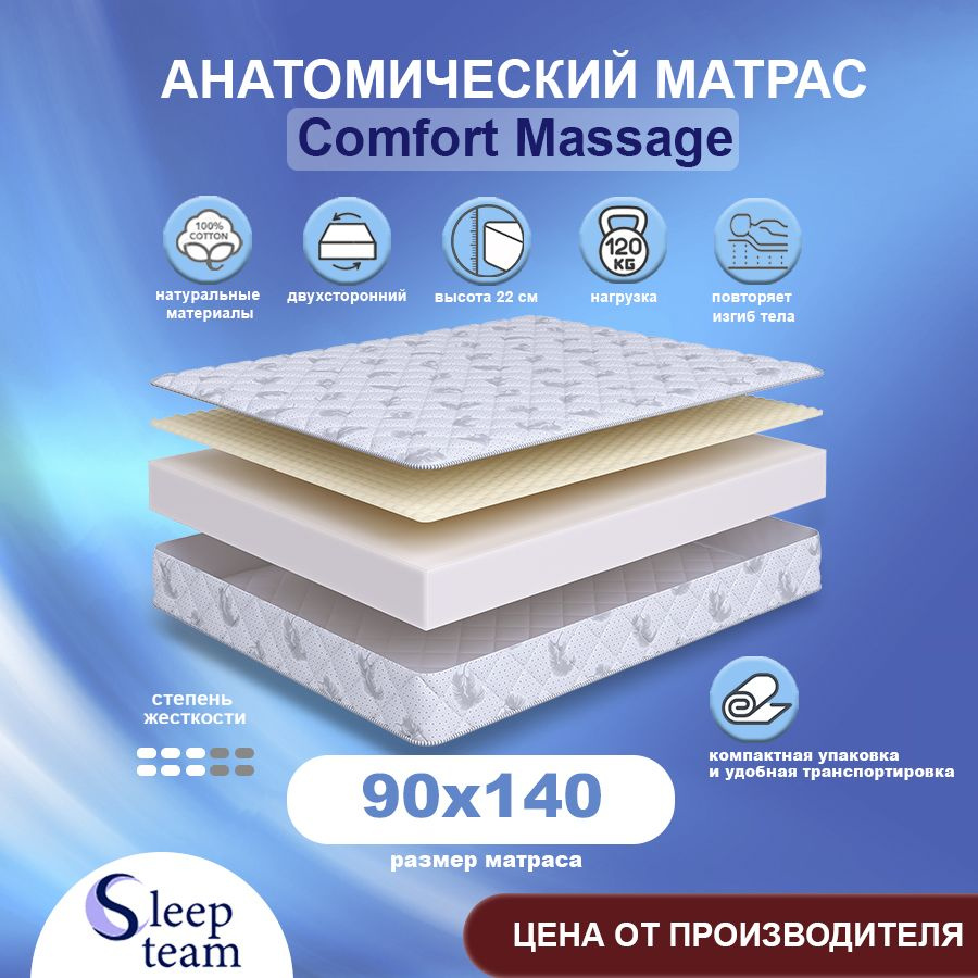 Sleepteam Матрас Comfort Massage, Беспружинный, 90х140 см #1