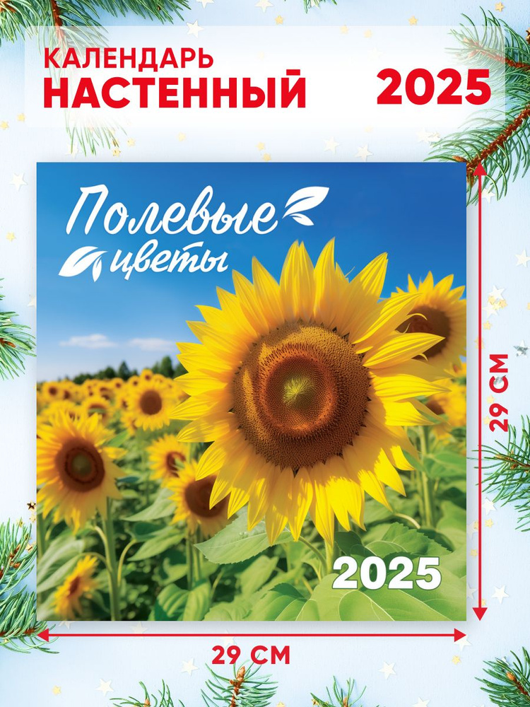 Большой настенный календарь 2025 г. 58*29см Полевые цветы #1