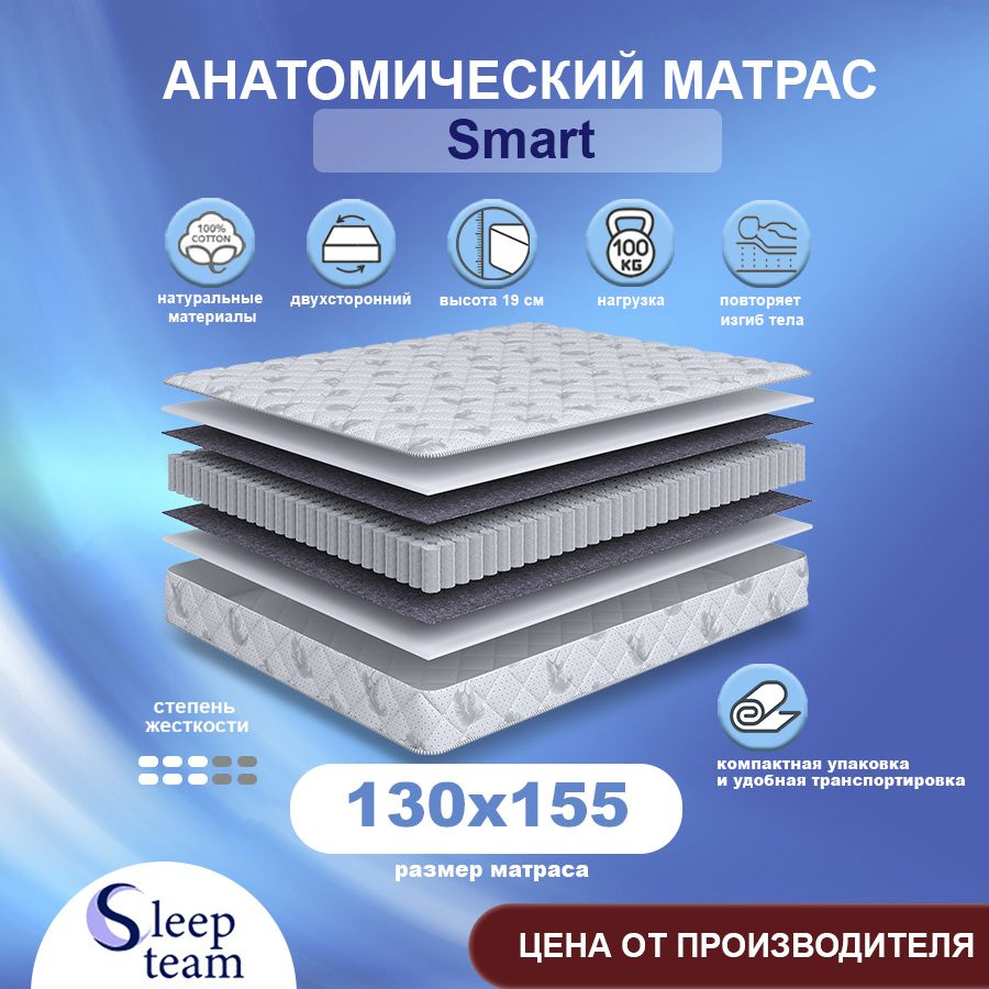 Sleepteam Матрас Smart, Независимые пружины, 130х155 см #1