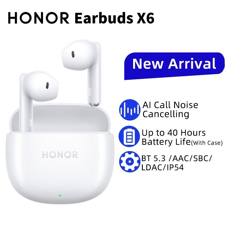 Honor Наушники беспроводные с микрофоном Honor Earbuds X6, Bluetooth, USB Type-C, белый  #1