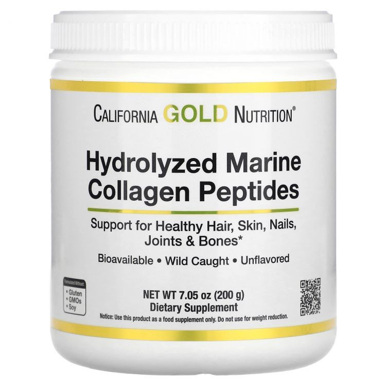 California Gold Nutrition Hydrolyzed Marine Collagen Peptides, 200 г,пептиды из морского коллагена премиального #1