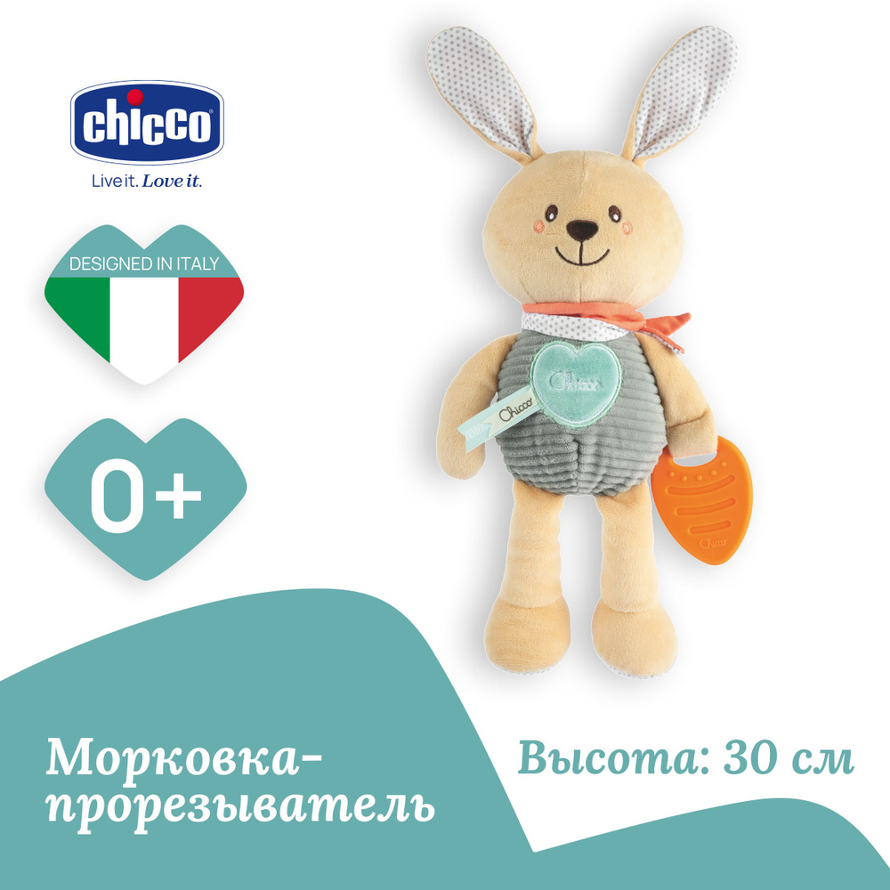 Игрушка мягкая детская Chicco Милый кролик для новорожденных  #1