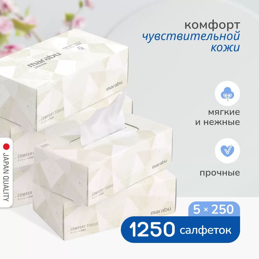 Салфетки бумажные MARABU Lotion Tissue, двухслойные, 250 шт. х 5 уп. #1