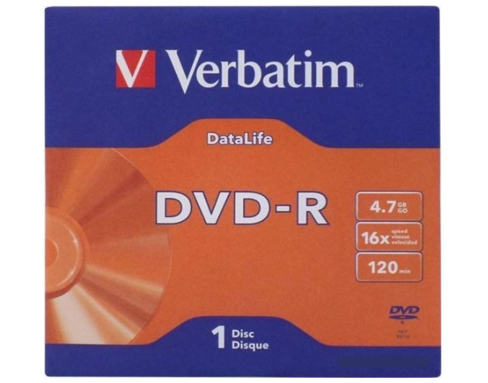 Диски DVD-R 4.7Gb Verbatim(43844)16X Конверт 50шт DataLife #1