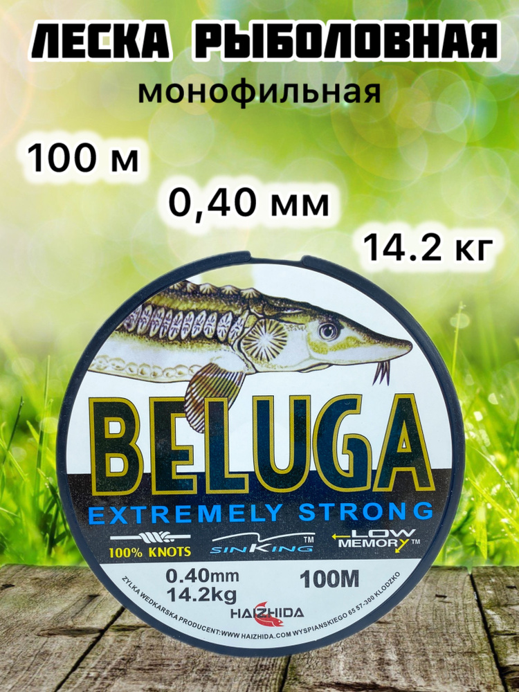 Леска для рыбалки 0,40 мм, 14,2 кг, леска рыболовная Beluga #1