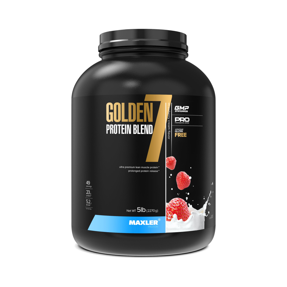 Протеин многокомпонентный Maxler Golden 7 Protein Blend 5 lb Клубника со сливками  #1