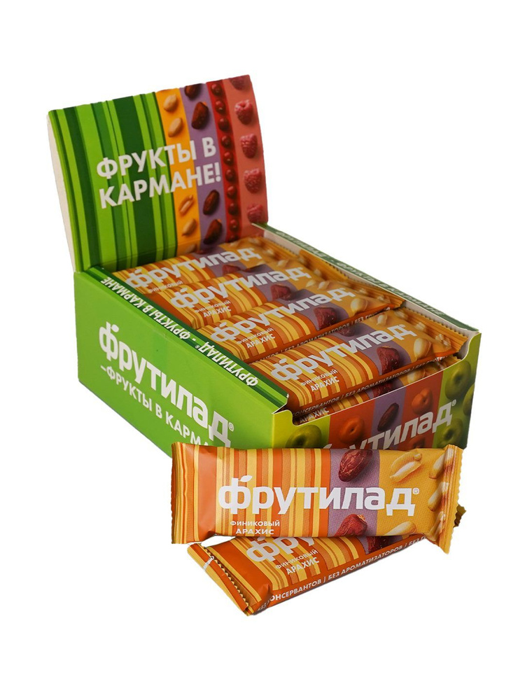 Натуральные финиковые батончики Фрутилад "С арахисом" 20 шт./840 грамм.  #1