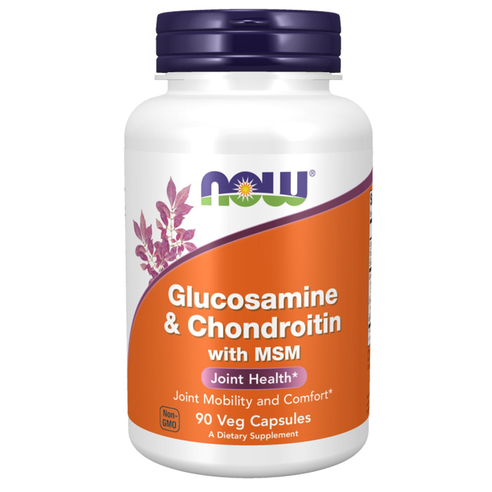 NOW Glucosamine & Chondroitin with MSM 90 капсул, глюкозамин хондроитин msm мсм для суставов и связок #1